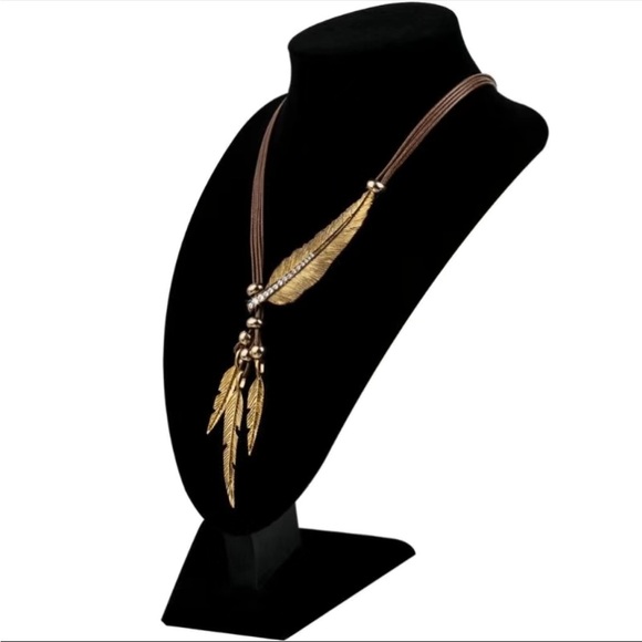 Boho Feather Decor‎ Choker Necklace Vintage Style Rope Chain Ethnic Style - Picture 4 of 6